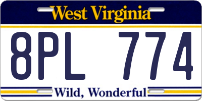 WV license plate 8PL774