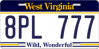 WV license plate 8PL777