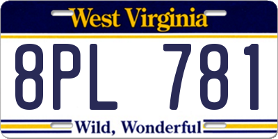 WV license plate 8PL781