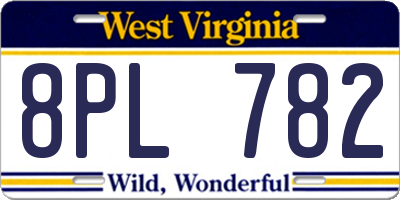 WV license plate 8PL782