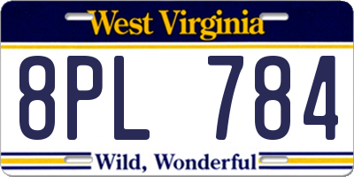 WV license plate 8PL784
