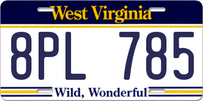 WV license plate 8PL785