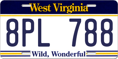 WV license plate 8PL788