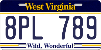 WV license plate 8PL789