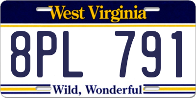 WV license plate 8PL791