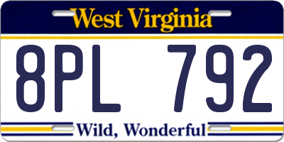 WV license plate 8PL792