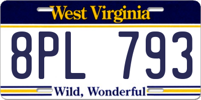 WV license plate 8PL793