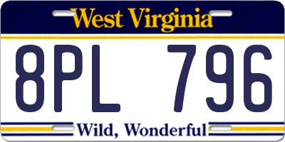 WV license plate 8PL796