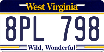 WV license plate 8PL798