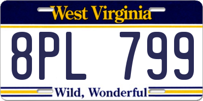 WV license plate 8PL799