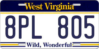 WV license plate 8PL805