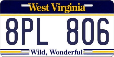 WV license plate 8PL806
