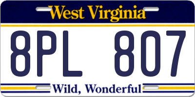 WV license plate 8PL807