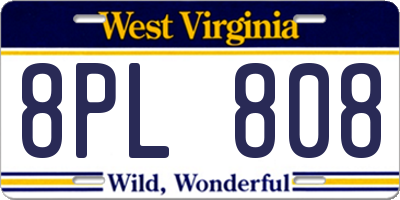 WV license plate 8PL808