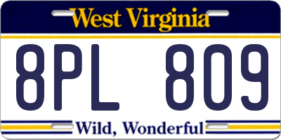 WV license plate 8PL809