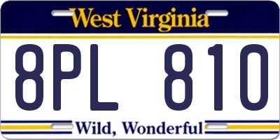 WV license plate 8PL810