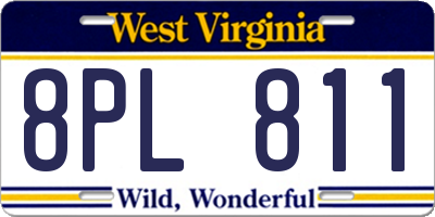 WV license plate 8PL811