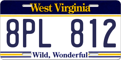 WV license plate 8PL812