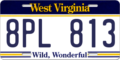 WV license plate 8PL813