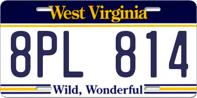 WV license plate 8PL814