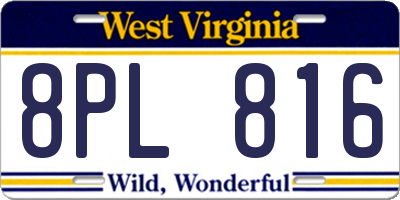 WV license plate 8PL816