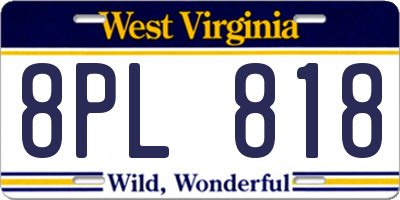 WV license plate 8PL818