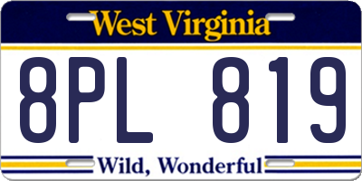 WV license plate 8PL819