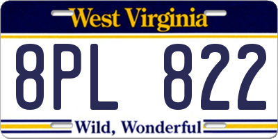 WV license plate 8PL822