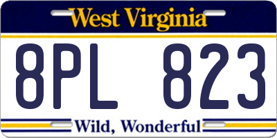WV license plate 8PL823