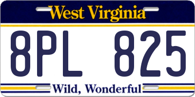 WV license plate 8PL825