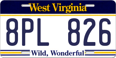 WV license plate 8PL826