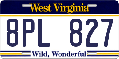 WV license plate 8PL827