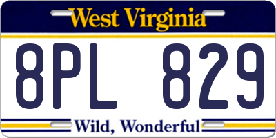 WV license plate 8PL829