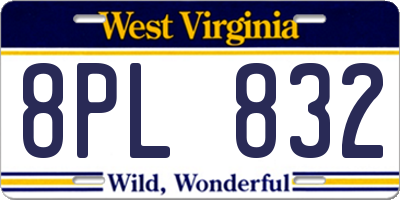 WV license plate 8PL832