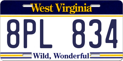 WV license plate 8PL834