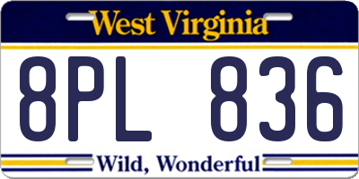WV license plate 8PL836