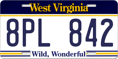WV license plate 8PL842