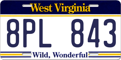WV license plate 8PL843
