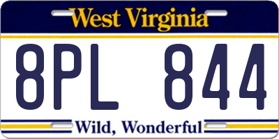 WV license plate 8PL844
