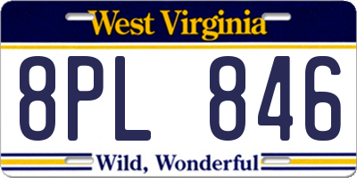 WV license plate 8PL846