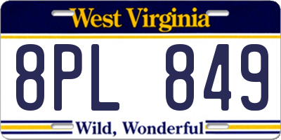 WV license plate 8PL849