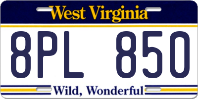 WV license plate 8PL850