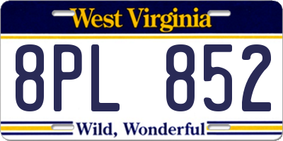 WV license plate 8PL852