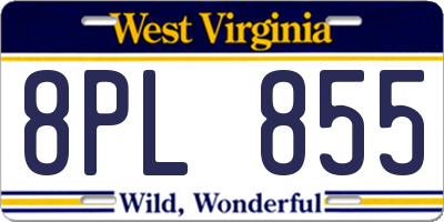 WV license plate 8PL855