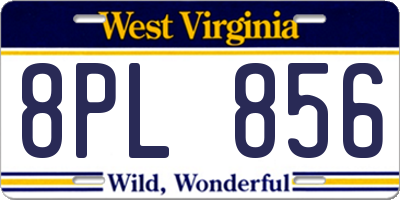 WV license plate 8PL856