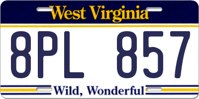 WV license plate 8PL857