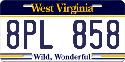WV license plate 8PL858