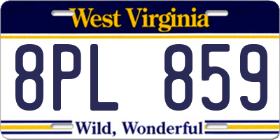 WV license plate 8PL859