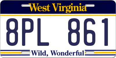 WV license plate 8PL861