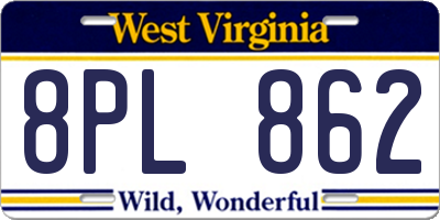 WV license plate 8PL862
